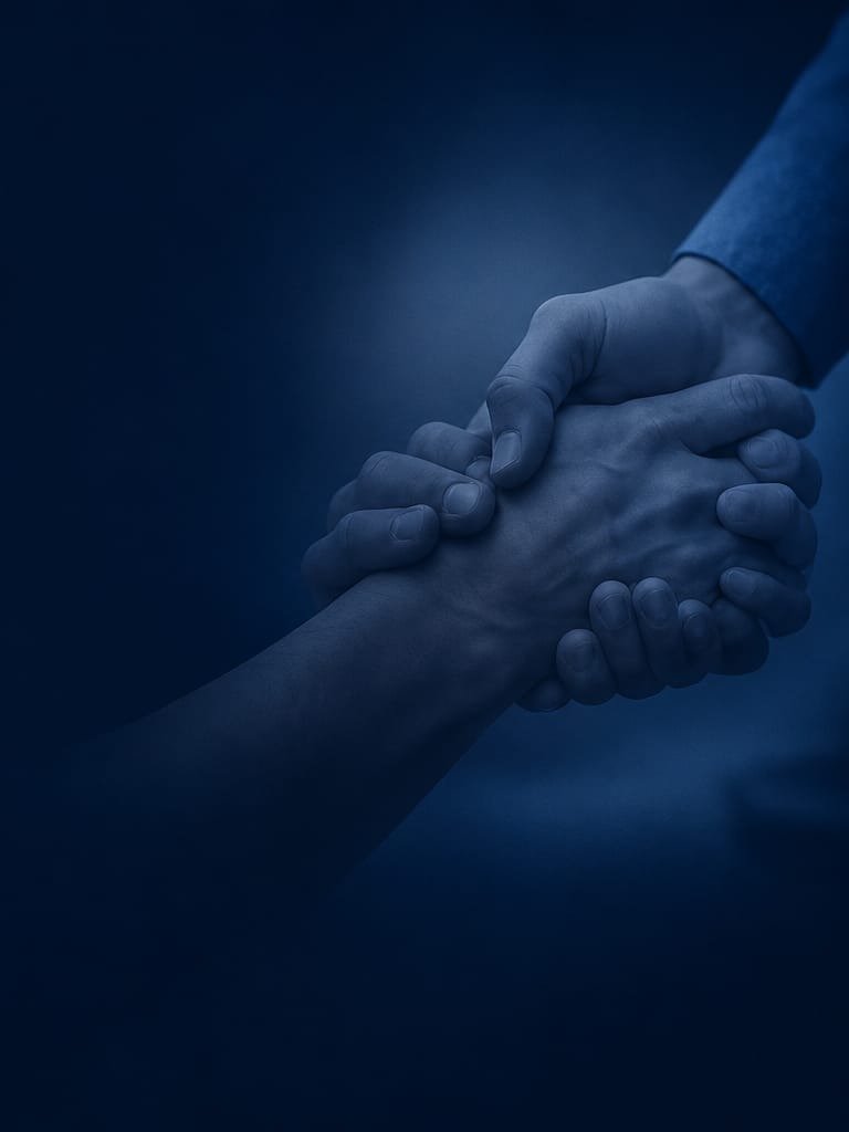 Mãos se ajudando, simbolizando cuidado e conexão